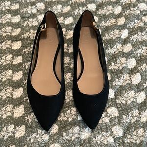 Tory Burch Elizabeth Flats Black Suede